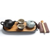 紫砂陶瓷旅行功夫茶具 一壶两杯 便携茶叶罐套装