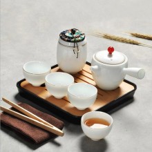 白瓷旅行茶具套装 商务茶具套装带茶盘