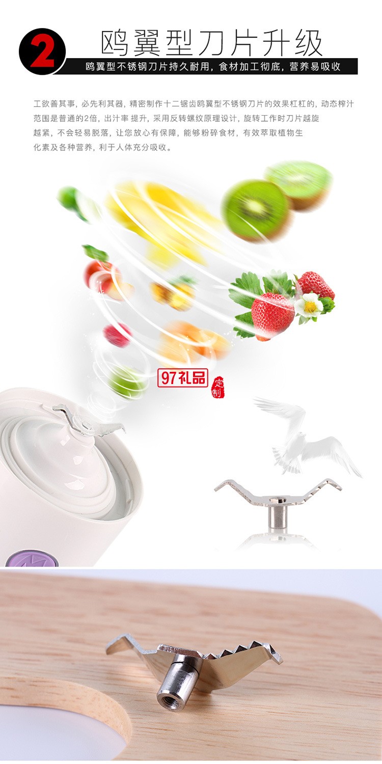 红素2017新款 榨汁机  电动自动搅拌机 充电式榨汁机 可印logo