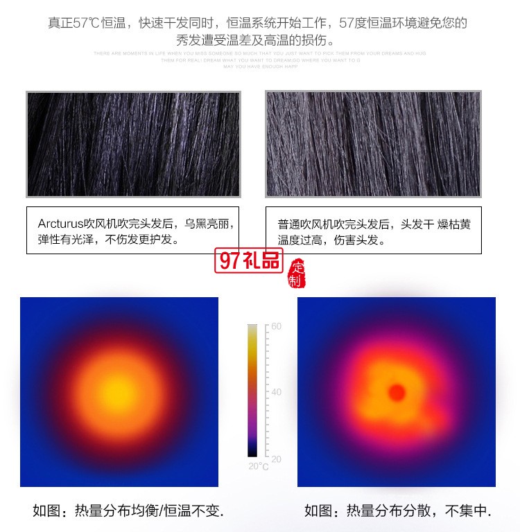 大功率2200蓝光负离子家用美发护发静音电吹风机