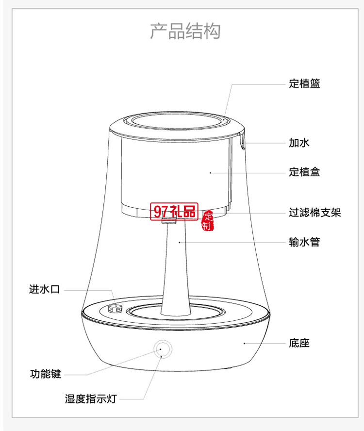 智能种植机花盆办公室盆栽定制公司广告礼品