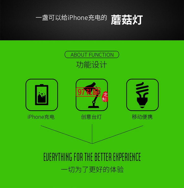 蘑菇灯 iPhone手机移动电源 台灯 迷你便携小夜灯