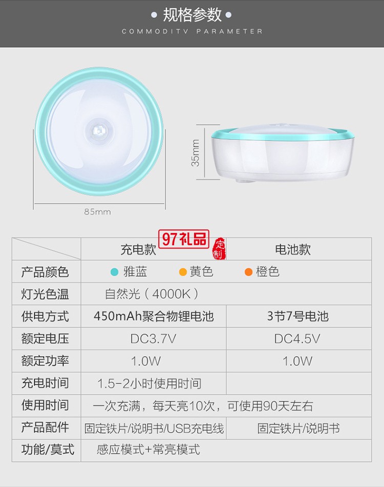 光控人体感应灯智能桌面小夜灯活动小礼品定制