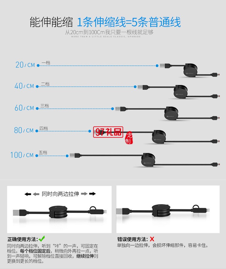 二合一数据线  苹果安卓通用数据线 创意数据线垠艺生物定制