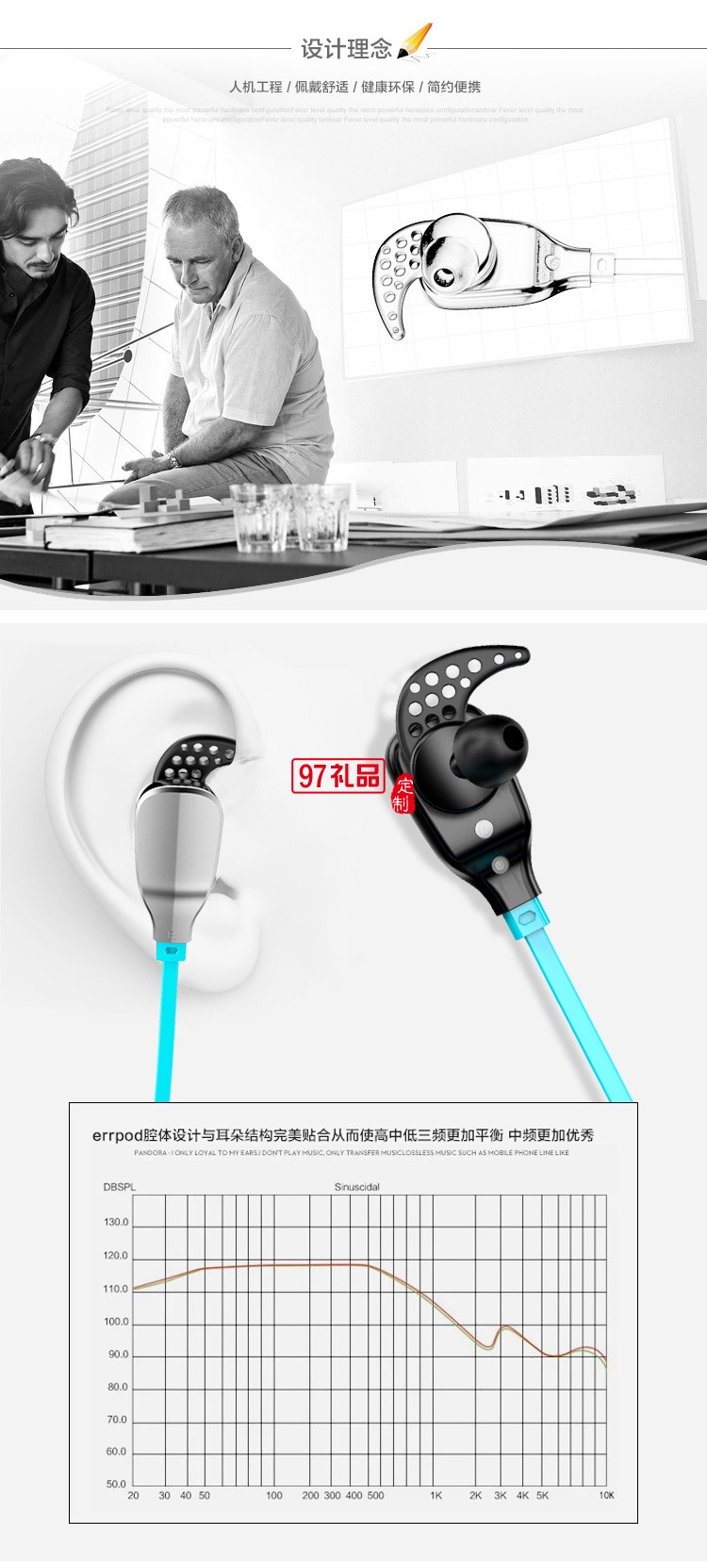 无线运动蓝牙耳机csr4.1版本入耳式跑步防水 可定制LOGO