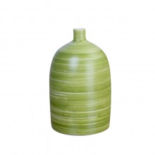 景德镇陶瓷花瓶手工现代绿色螺纹陶艺装饰工艺品摆件三件套