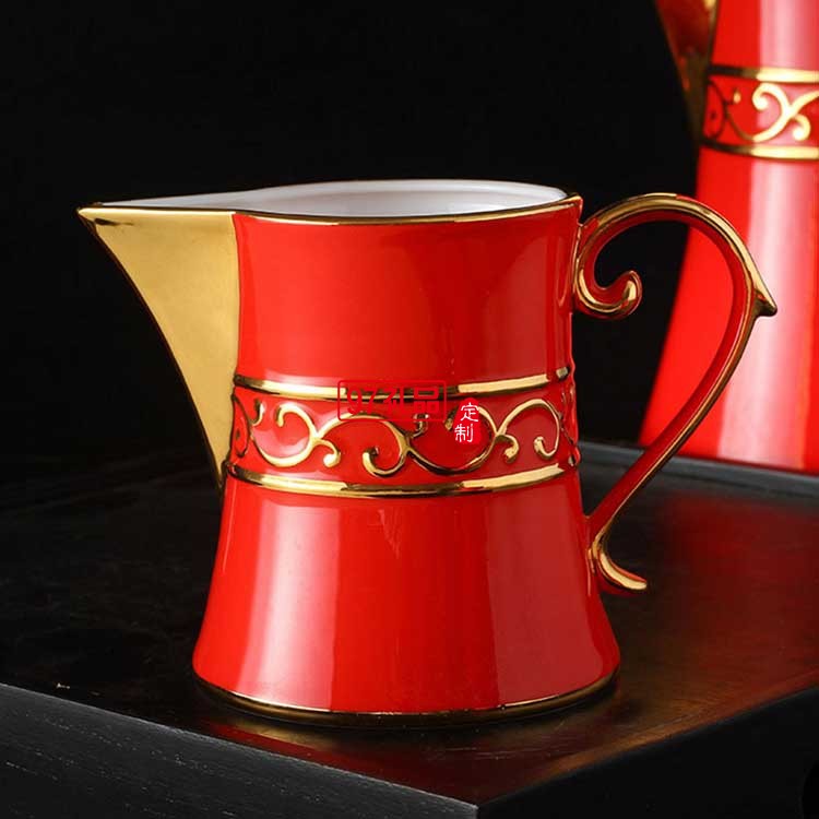 红色喜庆 红釉茶具15头咖啡壶 茶具套装  可定制logo 