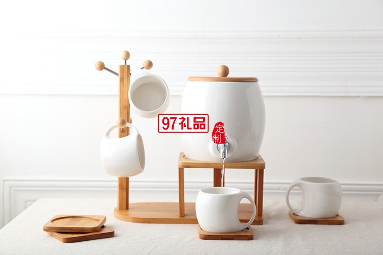 创意陶瓷水杯 佩戴水龙头咖啡水果水壶套装 可定制logo