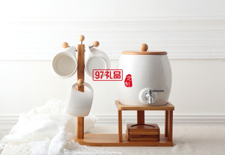 创意陶瓷水杯 佩戴水龙头咖啡水果水壶套装 可定制logo
