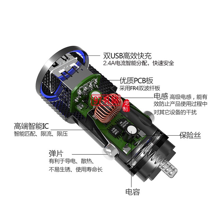 车载充电器 双口USB点烟器