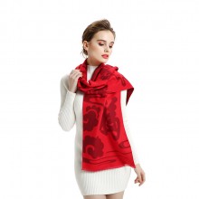 中国红蚕丝绒围巾
