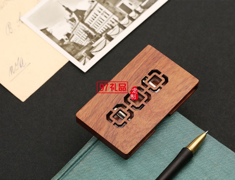 中国风复古创意办公礼品企业高档商务定制 红木名片夹