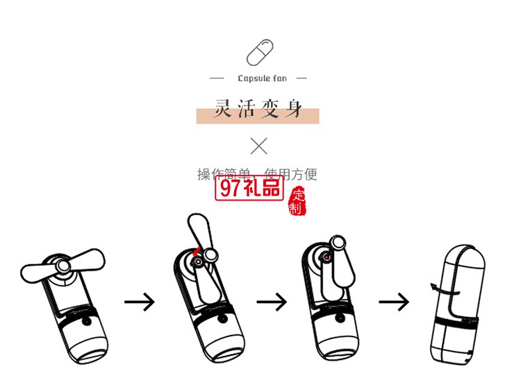 医药行业  胶囊风扇便携式手持放立两用迷你电扇