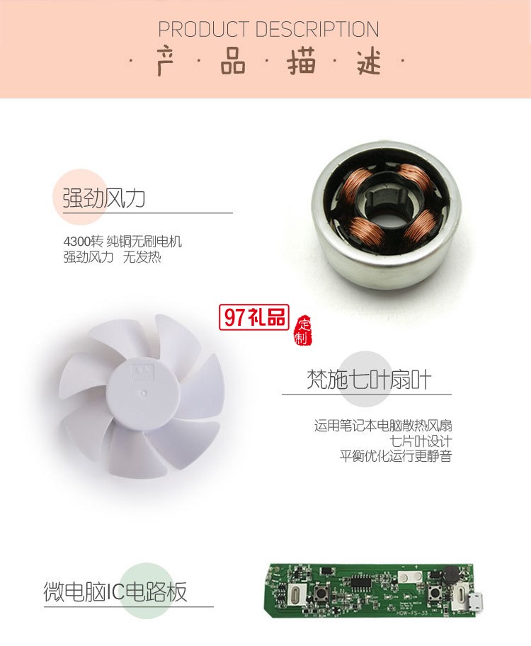 中国工商银行定制卡通动物可爱充电usb风扇
