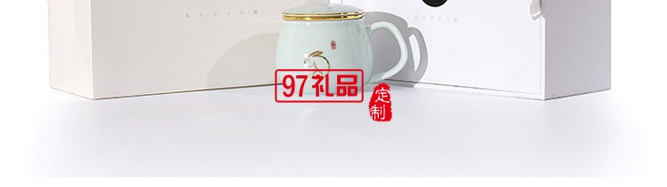 鹅绒白十二生肖茶漏杯办公杯带过滤网带盖杯子青瓷杯个人泡茶茶杯