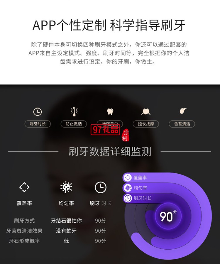 素士电动牙刷充电式情侣软毛自动牙刷美白震动超声波 可定制LOGO
