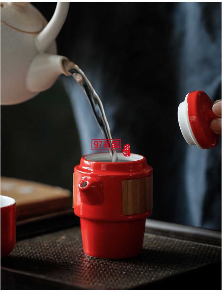 陶瓷快客杯一壶二杯日式泡茶器便携旅行茶具礼品杯子定制