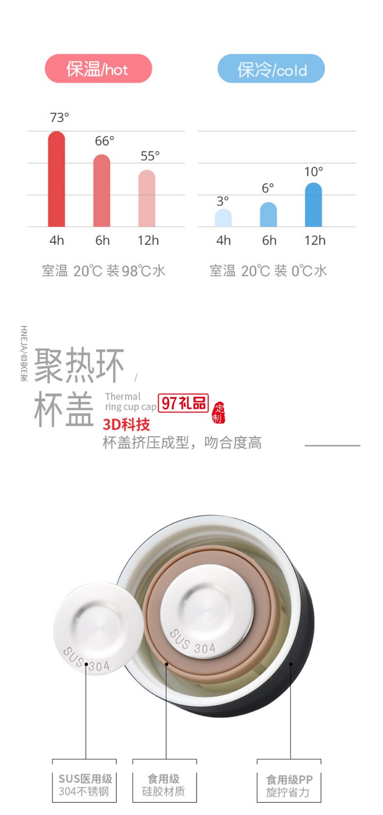 韩版清新304不锈钢保温杯