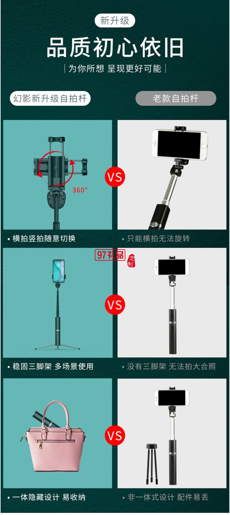 一体式蓝牙遥控自拍杆带三脚架