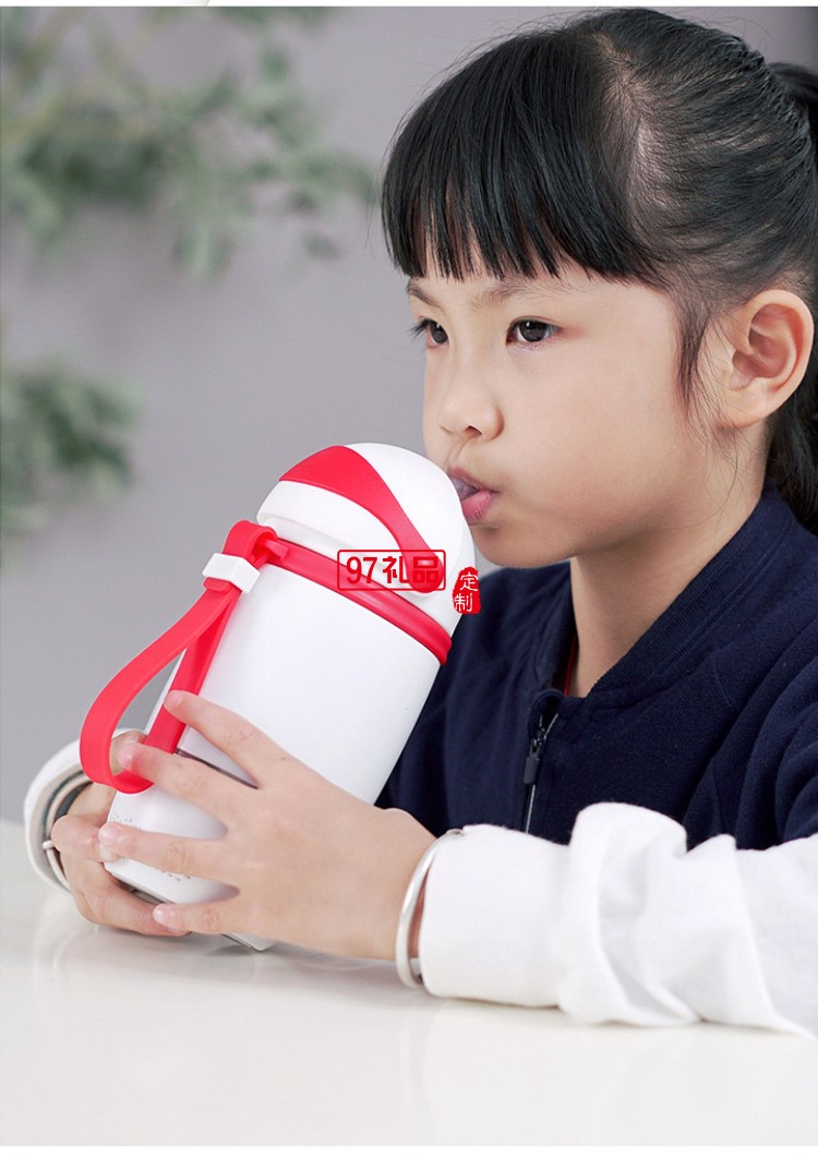 儿童智能水杯机器人保温杯带吸管食品级小学生幼儿园女孩礼品杯子定制