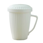 马克杯水杯男女通用纯白平底可加热带盖不带勺茶水分离杯