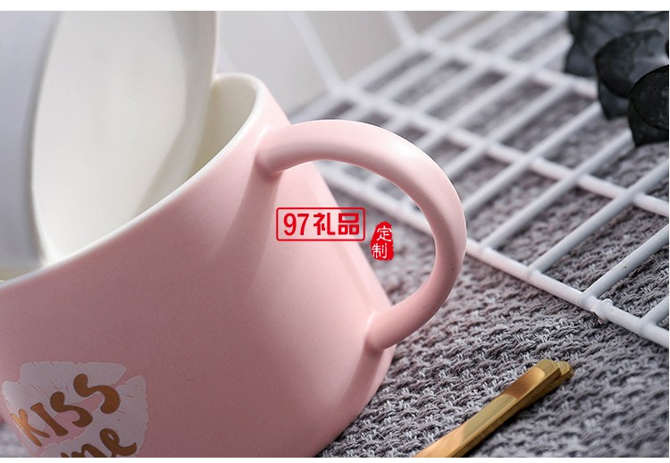 女神爱心托盘情侣咖啡杯带勺创意马克杯水杯