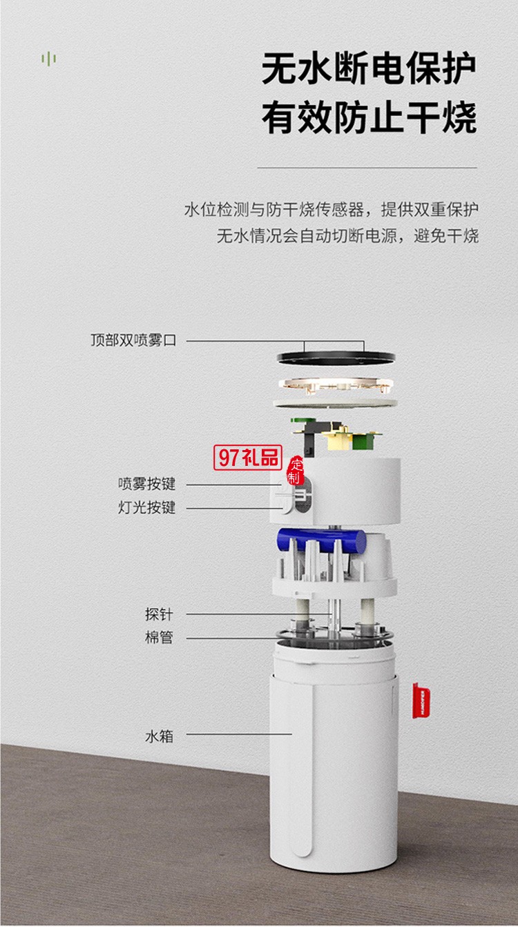 dolby定制智能小加湿器 双喷大雾量智能显屏手感应调节喷雾风扇