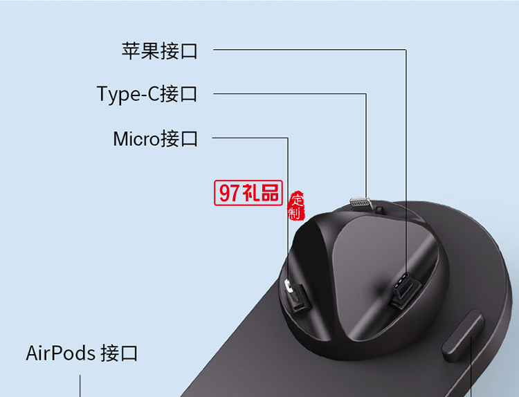 六合一无线充电器手机充电器通用华为苹果定制公司广告礼品