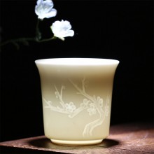白瓷品茗杯梅兰竹菊陶瓷茶杯主人杯大号单杯 
