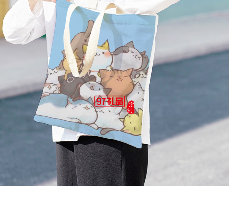 可爱猫咪少女单肩帆布包日系日系手提袋