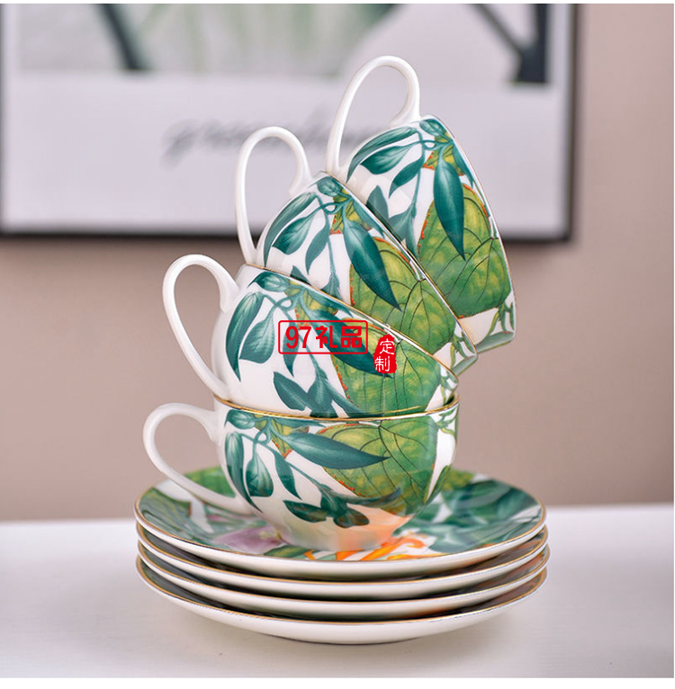 HERME爱马欧式热带雨林系列15头骨瓷餐具陶瓷盘碗勺乔迁结婚礼品