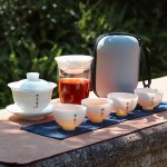 白瓷旅行茶具简约套装一壶四杯户外盖碗便携式羊脂玉快客杯