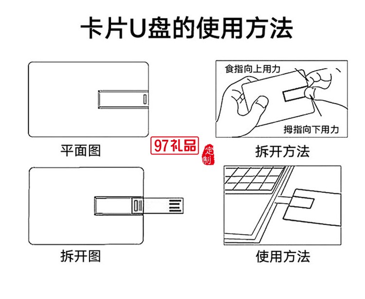 卡片U盘 银行公司 商务礼赠展会派发 可印公司名片 