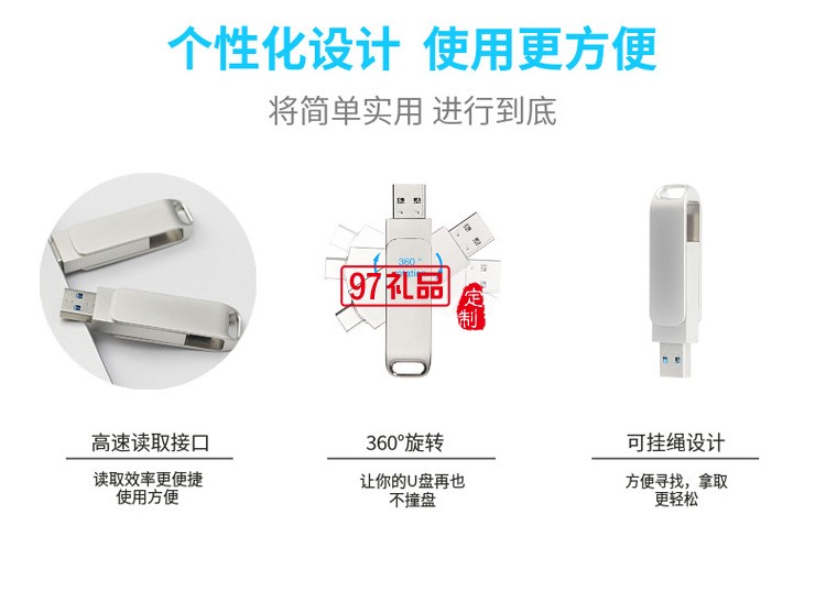 手机电脑两用type-c优盘  金属旋转USB 3.1