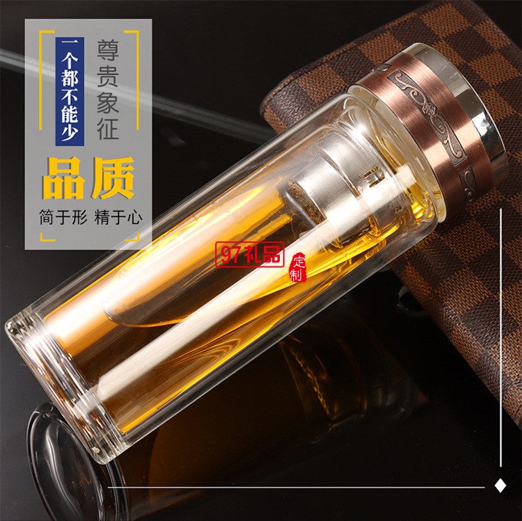 双层玻璃杯定制logo 透明高硼硅广告杯