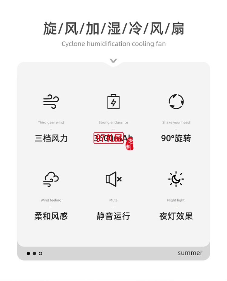 新款喷雾加湿风扇可充电便携