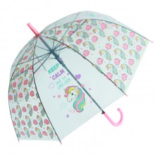 日韩风独角兽透明雨伞女 小清新成人学生卡通伞可定制简约长柄伞