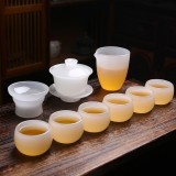 琉璃功夫茶具套装玉瓷日式轻奢玻璃姓氏家用茶杯礼盒