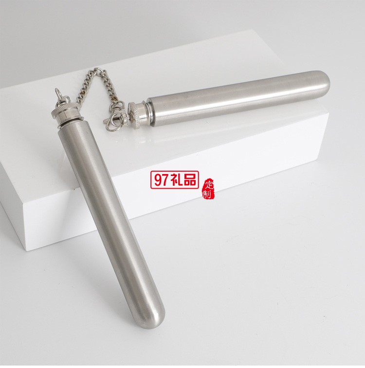 1.5盎司随身户外便携双截棍不锈钢酒管圆底雪茄管状小酒壶