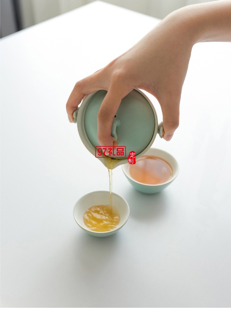 旅行茶具套装一壶二杯户外便携日式简易两杯茶壶杯陶瓷快客杯定制