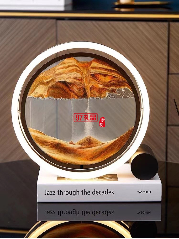 3D时光沙漏摆件创意圆形玻璃流沙画