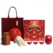 福虎生威创意国潮虎年新年送礼商务陶瓷旅行茶具套装随手礼品整套