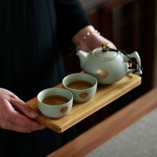 便携式旅行茶具一壶两杯户外泡茶汝窑茶壶杯车载随行套装