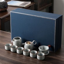 茶具套装开片汝窑10头茶壶功夫茶具礼品logo家用办公路宝陶瓷茶具