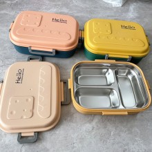 可爱不锈钢饭盒糖果色便当盒学生午餐盒上班族带饭成人塑料餐具盒