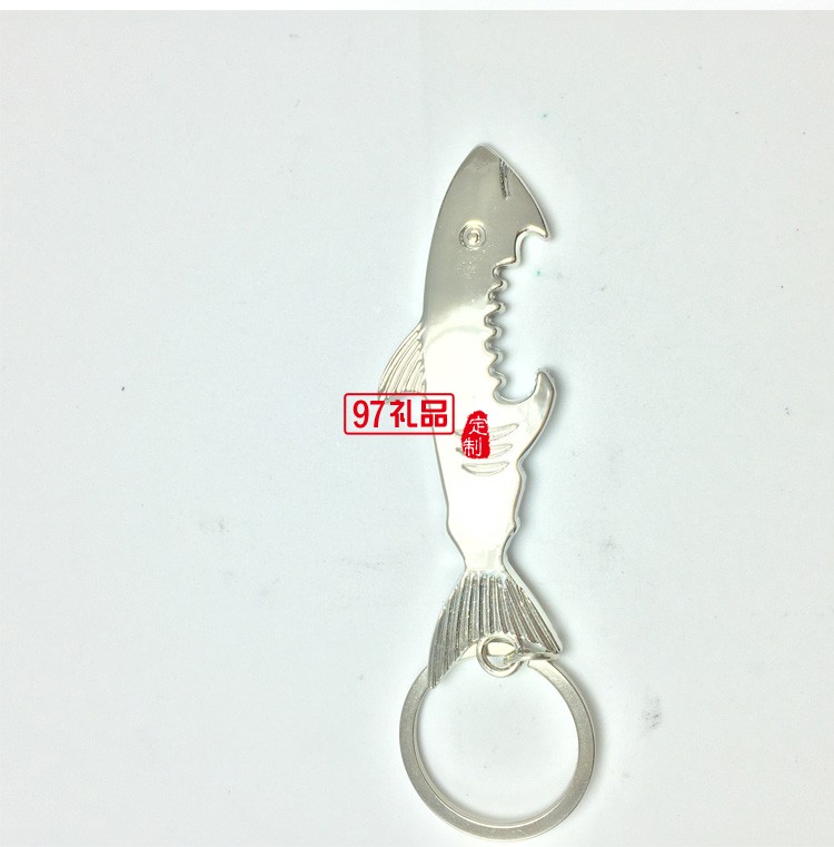 创意金属钥匙挂件 蓝鲨鱼钥匙扣钥匙圈活动小礼品定制