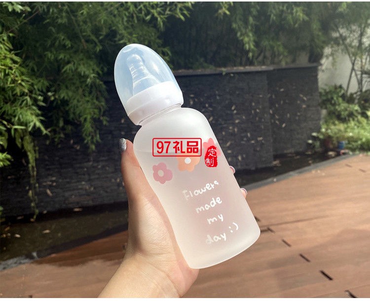 可爱奶嘴奶瓶水杯ins塑料网红带吸管杯子