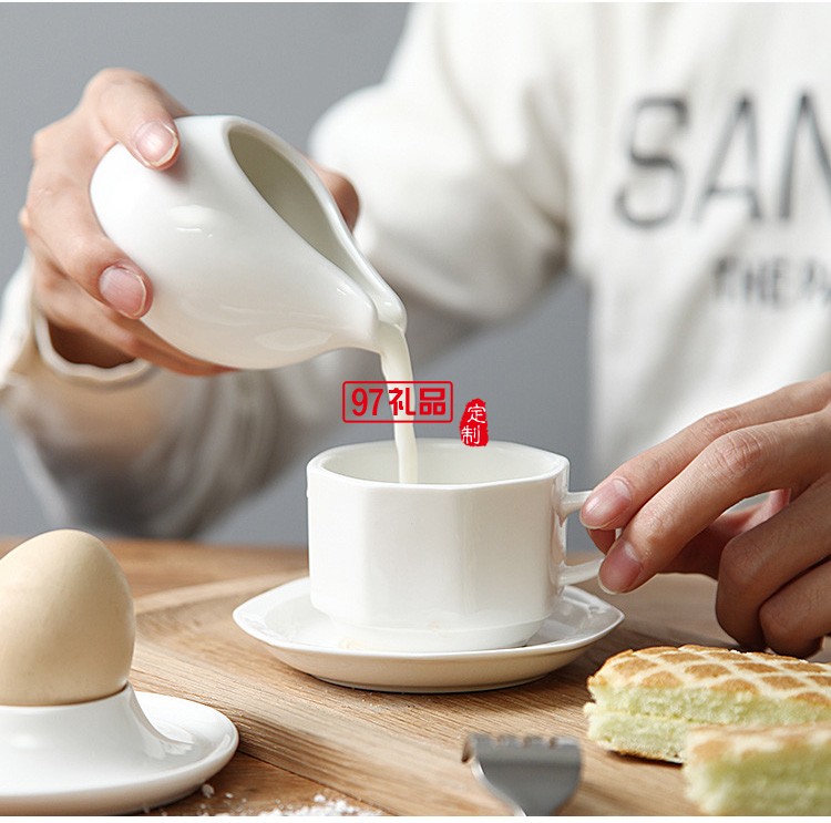 奶勺 陶瓷汁斗 创意奶壶 家用西式纯白奶杯 酒店奶壶奶杯 可定制