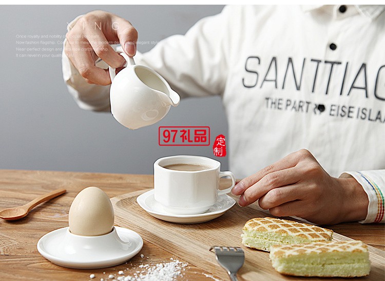 奶勺 陶瓷汁斗 创意奶壶 家用西式纯白奶杯 酒店奶壶奶杯 可定制