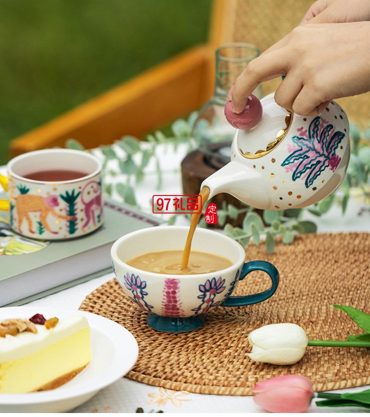 英式一杯一壶下午茶手绘子母壶咖啡杯子套装茶具圣诞礼品花茶壶